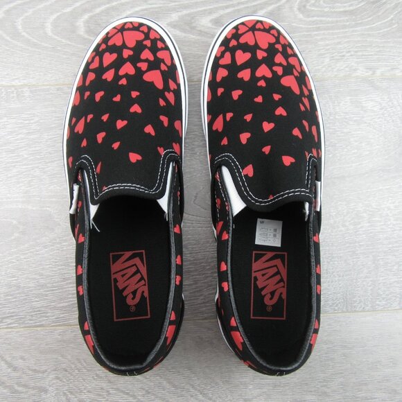Vans Classic Slip On Hearts Shoes Womens Size 7.5 Black Red NEW - Picture 9 of 13